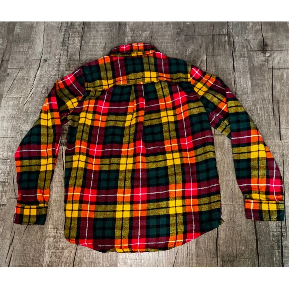 The Children's Place Boys Plaid Flannel Shirt Red Yellow Green Size 7/8 M
